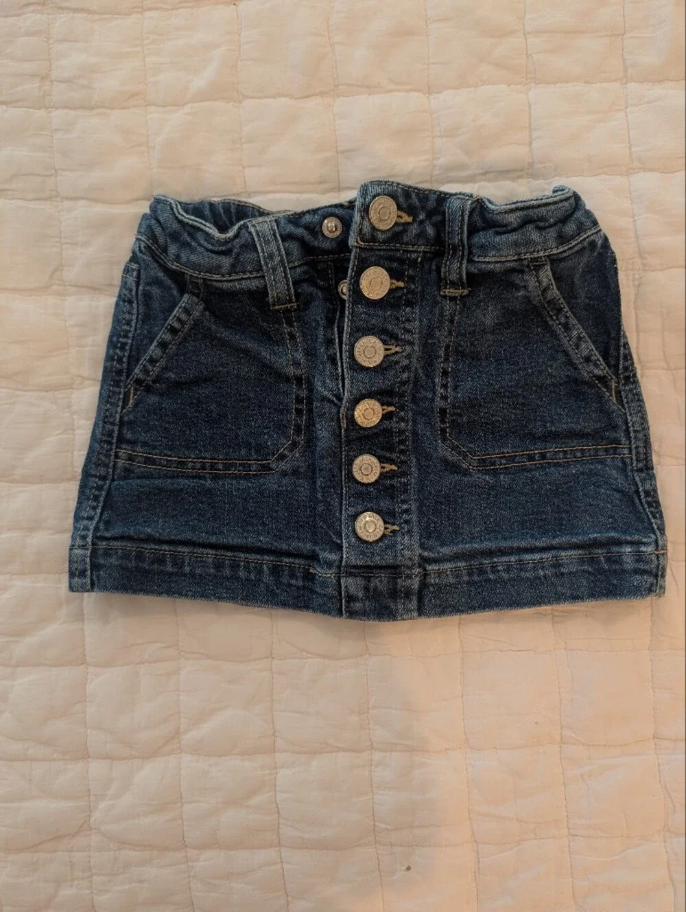 Dark Blue Denim Girls Jeans Skirt with Button Front
